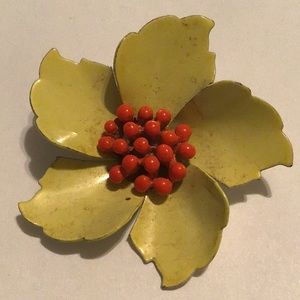 Vintage 1970s Enameled Flower Broach